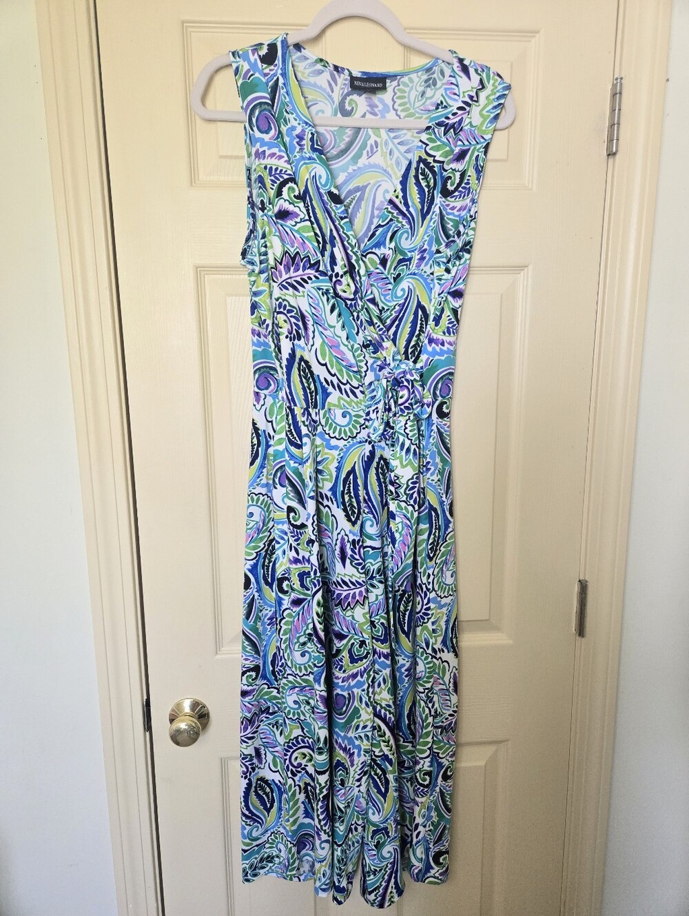 Women’s Sleeveless Paisley Jumpsuit in Teal & Purple With Pockets!